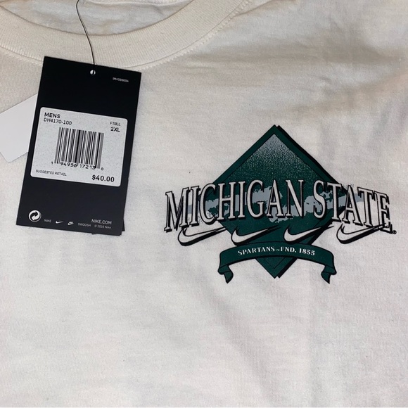 Nike Michigan State Spartans Standard Fit T-Shirt White Size 2XL (DH4170-100) - Picture 2 of 5